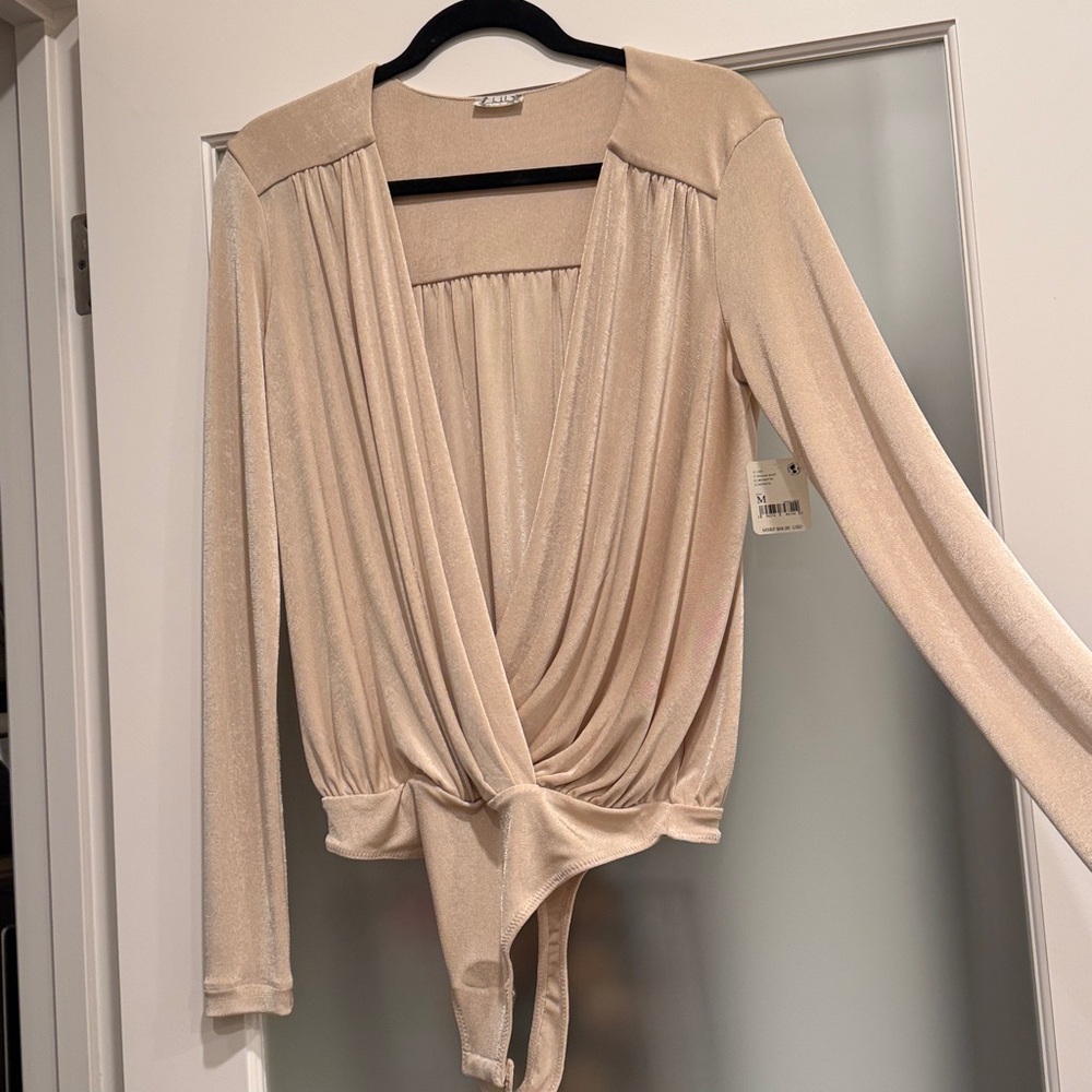 NWT- Free People Elegant Wrap Front Bodysuit (Top)